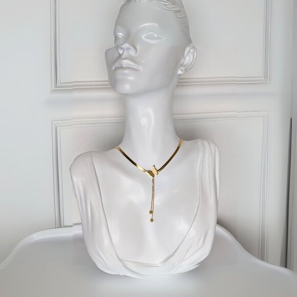 18K Gold Necklace Butterfly Serpentine Chain 16" Length Butterflies Lobster Claw - Picture 3 of 5